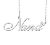 Silver Nana Name Necklace Heart Charm Pendant Stainless Steel Mother Day Jewelry for Best Friends Familys 16"