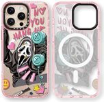 Rosarnnah Magnetic for iPhone 16 Pro Max Magsafe Case Cute - Durable Shockproof 6.6 ft Drop Impact Phone Case - Glitter Pink Funny Skeleton Design for iPhone 16 Pro Max 6.9"