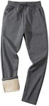 Gihuo Men's Winter Fleece Pants Sherpa Lined Sweatpants Active Running Jogger Pants (2# Dark Grey, Large)