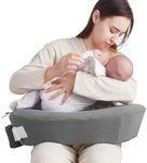 QSTEHEML Nursing Pillow - Deluxe Original for Breastfeeding, Bottle Feeding - Essential Ergonomic Support for Mom and Baby - Adjustable Waist Strap, Memory Foam, Removable Cover - Grey