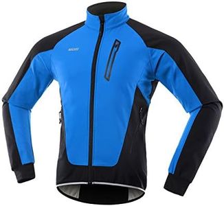 ARSUXEO Men's Winter Cycling Jacket Thermal Fleece Softshell Mountain Bike Outwear Windproof Waterproof 20B, Blue, Small