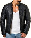 DECIMAL Men's Black Genuine Lambskin Leather Biker Jacket VINTAGE REAL BROWN MOTORCYCLE JACKETS FOR MEN (as1, alpha, s, regular, regular, BLACK Z POCKET)