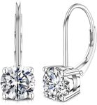 LIAN Moissanite Earrings for Women 1.0ct-2.0ct D Color Brilliant Round Cut Lab Created Diamond Earrings 18K White Gold Drop Earrings S925 Sterling Silver Dangle Earrings (Silver-1.0ct*2)