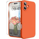 INGIDO for iPhone 16 Case, Liquid Silicone Case with Camera Protection Soft Gel Rubber Cover with Microfiber Lining Shockproof Protective Phone Case for iPhone 16 6.1", Neon Orange