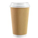 Comfy Package [16 oz. - 50 Sets Insulated Kraft Ripple Paper Hot Cups, Disposable Coffee Cups With Lids - Ideal for Hot Beverages, Travel, and Office Use