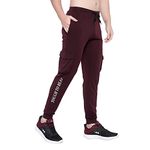 BLUE STAR SHARK Men's Lycra Stretchable Regular Fit Stylish Grip Cargo Joggers Track Pant Lower Pyjama Wine