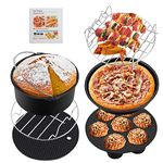 Flexzion Air Fryer Accessories Set for Phillips Gowise Ninja Foodi Cozyna Cosori Nuwave Air Fryer Accessories Kit 7 Set 7 Inch Universal Fit with Air Fryer Recipe Cookbook