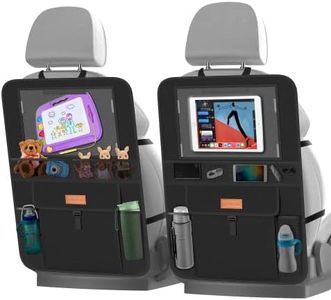 SMART ELF Backseat Car Organizer with iPad Holder + 6 Storage Pockets, Back Seat Protectors Kick Mats for Child Baby Kids, Premium Fabric with Sag Proof, Waterproof