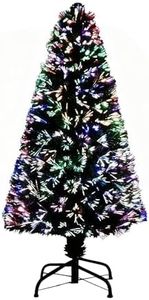 6Ft/180cm Fibre Optic Christmas Tree with Multicolour Changing LED Lights Decorations - Pre-Lit Green Artificial Xmas Tree Colourful Lights