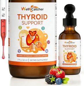 Thyroid Support Drops for Women & Men, Liquid Thyroid Supplement with Iodine, Selenium, Zinc, L-Tyrosine, Ashwagandha, Vitamin D3, B12, B6 & Folate, Mixed Berry Flavor 30 Days