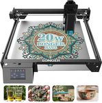 LONGER 20W DIY Laser Engraver & Cutter Machine, 0.08mm Higher Precision Laser Spot, 3.5 Inch Touch Screen, App Offline Control, 400x400mm Engraving Area for Wood, Metal, Acrylic, Glass Craft Projects