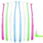 8 Pcs Interspace Toothbrush, Soft Single Tufted Toothbrush with Cover Slim Interspace toothbrushes interdental Brushes for Orthodontic Braces Detail Cleaning(Blue/Green/Rose Red/White)