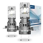 Sinoparcel H7 LED Headlight Bulb, 6500K White LED H7 Headlight Bulb, 500% Brighter, 1:1 Size, Built-in Cooling Fan, for Low/High Beam or Fog Light, Pack of 2