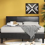 Zinus Faux Leather Upholstered Platform Bed with Wooden Slats, King