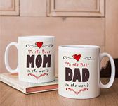 TIED RIBBONS Birthday Anniversary Fathers Day for Mom Dad Parents Useful Gifts - Set of 2 Printed Coffee Mug