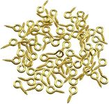 Dhruv Crafts Brass Screw, Self Tapping Eye Pins for Jewelry Making, Arts & Crafts, DIY and Charm Bead |4x8 MM| (Pieces-100, Gold)