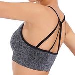 SEKERMAET Strappy Yoga Bra Padded,Gym Bra Athletic Top Sports Bra Activewear Low Impact Workout Black Grey Red Pink…