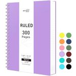 RETTACY Spiral Notebook - B5 College Ruled Notebook with 300 Pages, Journal Notebook for School, Work, Writing, 100 GSM Premium Acid-Free Paper, Twin-Wire Binding, 7.5" × 10" (Lilac)