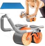 VROKLA Abs Roller for Men & Women Professional Ab Roller Automatic Rebound With Elbow Support, Timer, Mobile Holder, Knee Mat Abs Roller Wheel Abs Workout Equipment Abdomen Exercise Equipment for Home