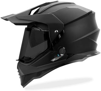 GDM BEAST SuperSonic Bluetooth Dual-Sport Helmet (Matte Black, Clear and Tinted Shields, Large)