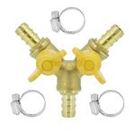 Refuuch 3 Way Shut Off Valve, 3/8" Hose Barb 2 Switch Brass Y Shaped Ball Valve Air/Fuel/Water