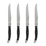 Laguiole 4-Piece Steak Knives (Black) - Stainless Steel Knives – Smooth Cut Serrated Knife Blade – Dishwasher Safe Steak Knife Set – Luxurious Kitchen Knife Set for Parties