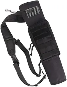 KRATARC Archery Lightweight Back Arrow Quiver Dual Use Foldable Compact Hip Arrows Bag with Molle System Pocket Hanged for Target Shooting Hunting (Black)