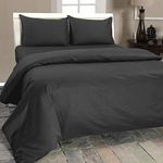 HOMESCAPES 1000 Thread Count Egyptian Cotton Grey Duvet Cover Set King Size Luxury Quilt Cover Bedding Set 2 Pillowcases Included