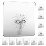 GEPUTING Wall Hooks 15kg(MAX) Heavy Duty Self Adhesive Hooks 10 Pack,Waterproof and Oilproof,Transparent Reusable Seamless Hooks Strong,Suitable for Bathroom Kitchen