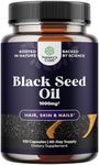 Cold Pressed Black Seed Oil Capsules - Vegan Nigella Sativa Black Cumin Seed Oil Capsules with Omega 3 6 9 Antioxidants and Thymoquinone for Hair Growth Immune Support Joint Health and Digestion