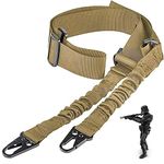 ZONSUSE Two Points Rifle Sling, Tactical Gun Strap, Airsoft Sling, with Metal Hook, Adjustable Removable, Release Flexibly, for Rifle Airsoft Shotgun(Khaki)