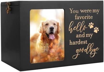 DGDCDV Pet Memorial Urns for Dog or Cat Ashes, XLarge Wooden Funeral Cremation with Photo Frame, Keepsake Memory Box Black Flannel as Lining, Loss Remembrance Gift