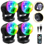 [4-Pack] Sound Activated Party Lights with Remote, Battery Powered/USB Portable Disco Ball Light, Disco Strobe Lamp 7 Modes Party Supplies for Home Room Dance Karaoke Christmas Party Decorations