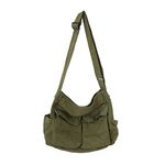 Chirest Messenger Bag, Large Hobo Crossbody Bag with Multiple Pockets Canvas Shoulder Tote Bag for Women and Men