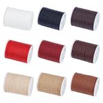 PH PandaHall 108 Yards 9 Colors 1mm Waxed Cords, Waxed Polyester Thread Waxed Beading String Twine for DIY Bracelet Necklaces Waist Beads Jewelry Making Sewing Macrame Supplies, 12 Yards/Roll