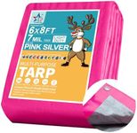 STARPYNG-7 Mil Pink/Silver 6x8 Feet Tarp-Multifunctional Waterproof Tarpaulin-Waterproof, UV Resistant, Rip and Tear Resistant, Poly Tarpaulin with Reinforced Edges for Cover