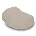 Yogan Crescent Yoga Cushion/Meditation Cushion | Natural Buckwheat Hulls Filling | Outer Cover (Could be Removed and Washed) - Made of 100% Organic Cotton (Ivory White)