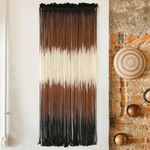 Macrame Wall Hanging Brown Boho Hand Woven Tassel Yarn Tapestry Wall Art for Living Room Bedroom Fiber Art 15''W*43''L