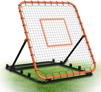 Baseball Rebounder Net, Portable Bounce Back Trainer for Baseball & Softball with 4 Adjustable Return Angles, 4 x 4.5 ft Practice Tool for All Skill Levels,Orange