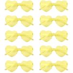 NACHLYNN 10 Pairs Heart Sunglasses Women Rimless Heart Shaped Sunglasses Candy Color Glasses for Costumes Cosplay (Yellow)