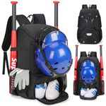 Baseball Bag Water Resistant Softball Bag for Youth Adult Light Weight Baseball Backpack with Shoe Compartment and Helmet Holder Softball Bat Bag with Fence Hook