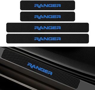 Car Door Sill Protectors for Ranger，4 Pcs Reflective Carbon Fiber Vinyl Threshold Sticker Decorative Car Door Scuff Plate,Anti-Scratch, Anti-Dirty, Waterproof (Blue)