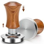 V5 Espresso Tamper, 51MM 2 Spring-Loaded Calibrated Tamper with Stainless Steel Ripple Base, Walnut Wooden-Handle Tamper Compatible with Espresso Coffee Machine 51MM Diameter Portafilter