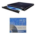 LG 6x WP50NB40 Ultra Slim Portable Blu-ray Writer Bundle with 3 Pack M-DISC BD - Supports M-DISC and BDXL Discs, Mac OS X Compatible (Black, Retail)