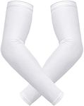 HDE Arm Compression Sleeves for Kids Basketball Shooting Sleeve - Youth Sports Football Baseball Softball (White, Youth Large)