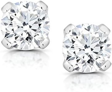 Gem Stone King 14K White Gold Round White Lab Grown Diamond Stud Earrings For Women Men | 1/5 Cttw | E-F Color | VS1-VS2 Clarity | Fine Jewelry Gifts for Her Mom Women Wife