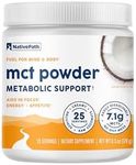 NativePath MCT Oil Powder Supplement - Unflavored MCT Powder with Keto-Friendly C8 MCTs. Free of Dairy, Gluten and GMOs, 25 Servings