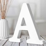 AOCEAN 6 Inch White Wood Letters Unfinished Wood Letters for Wall Decor Decorative Standing Letters Slices Sign Board Decoration for Craft Home Party Projects (A)