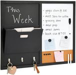 Juvale Message Command Center & Wall Mounted Organizer, Family Office Whiteboard, Chalkboard, Cork Board Combo, Mail Inbox Sorter, Key Hooks & Magnets (22x18 in)