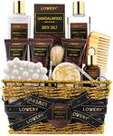 Mens Gift Set, 14Pc Sandalwood Bath Gift Set, Personal Self Care Kit, Gifts from Son, Relaxing Man Gift Basket for Dad, Boyfriend, Husband, Birthday Basket, Grooming & Skin Care for Men